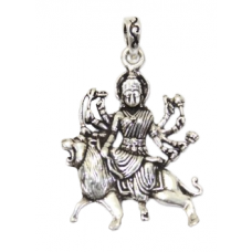 Sterling silver 925 plain polished silver goddess durga charm pendant C 521